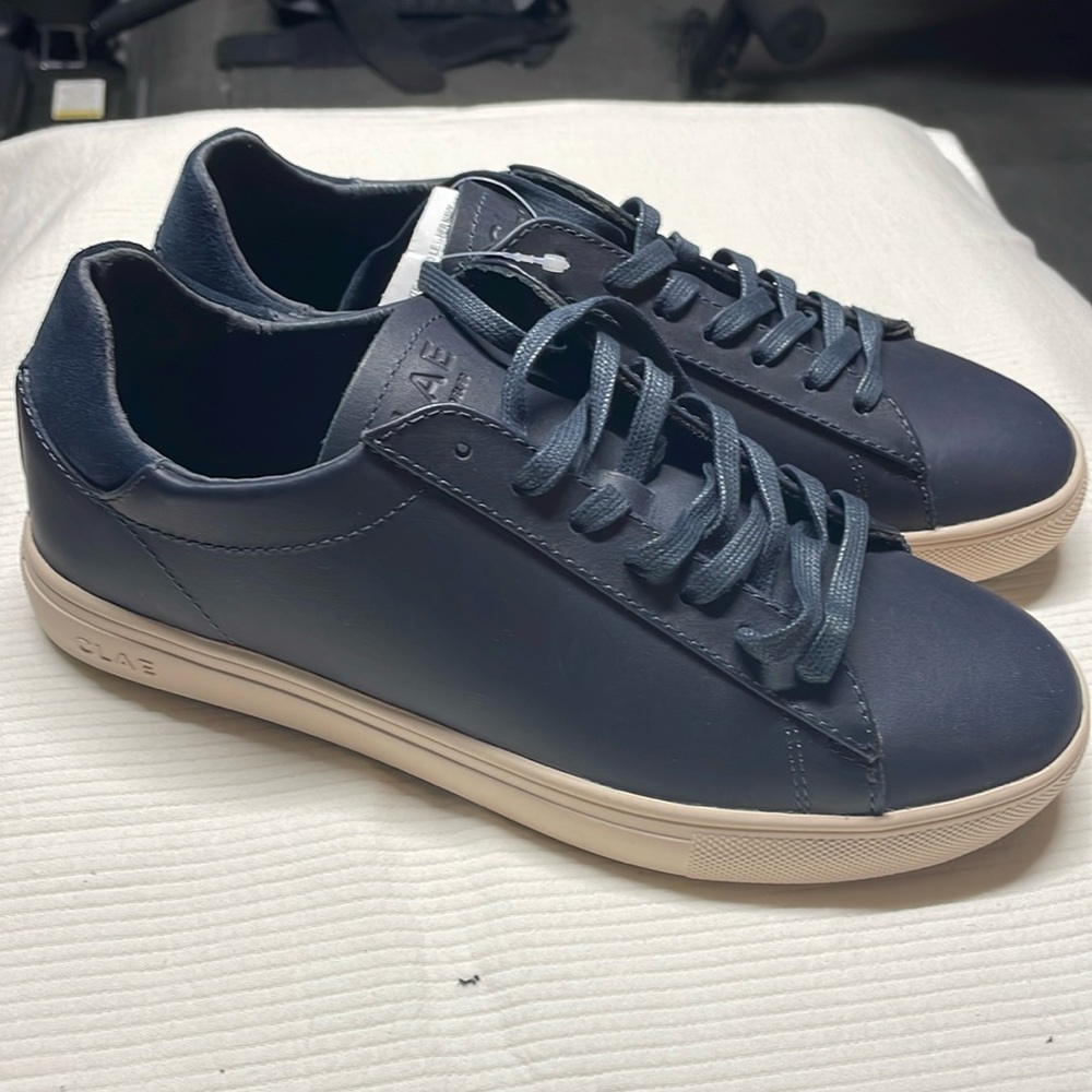 CLAE MALONE - Navy Malone Leather Sneakers
